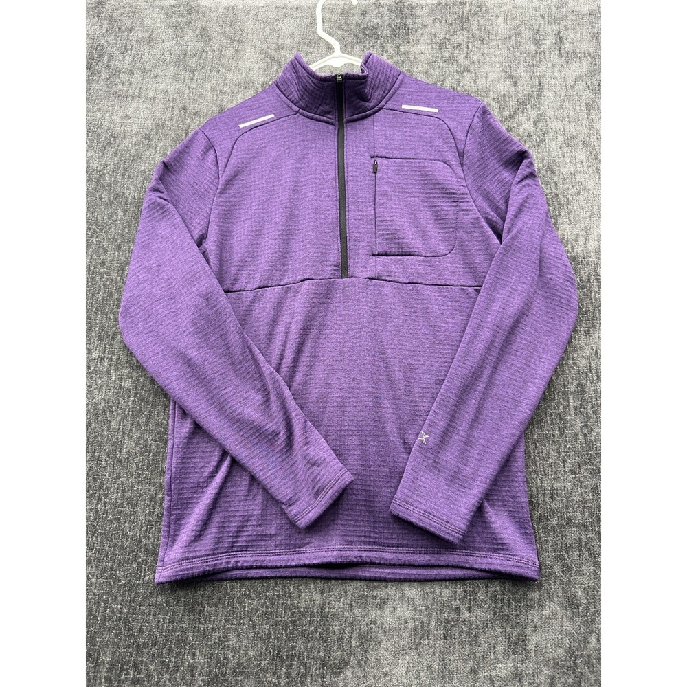 Xersion Sweatshirt Mens Small Purple Fleece Quick Drying Mock Neck 1/4 Zip‎